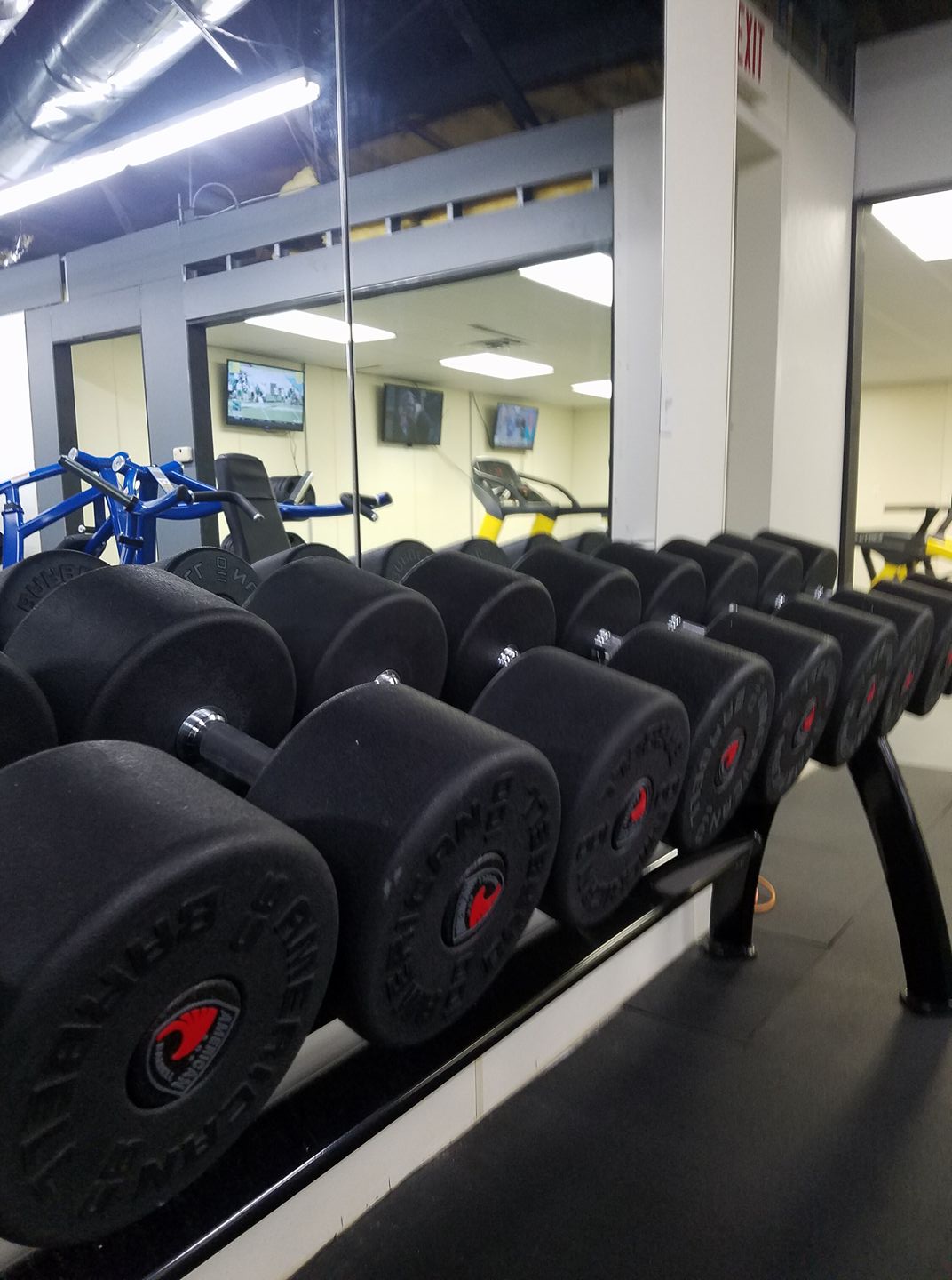 Dumbbell rack close up